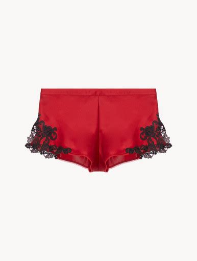 Red Silk Sleep Shorts With Frastaglio La Perla South Korea