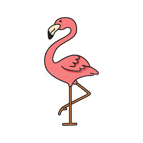 Simple Flamingo Outline Vector Cartoon Flamingo In Sunglasses And A