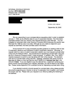 Fillable Online irs INTERNAL REVENUE SERVICE Number: INFO 2000 ...