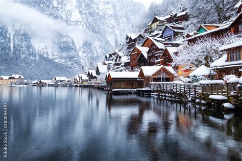 Hallstat Village In The Austria Beautiful Village In The Mountain