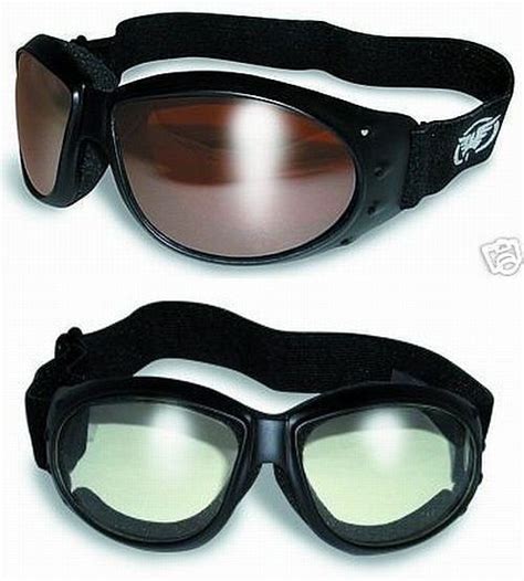 2 Motorcycle Atv Riding Padded Goggles Sunglasses Driving Mirror And Clear Lenses Ebay