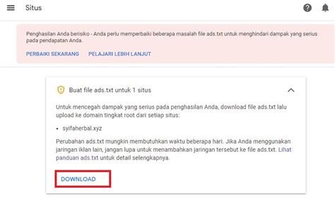 Cara Mudah Mengatasi Dan Memperbaiki Notifikasi Masalah Ads Txt Di