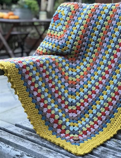 Mustard Granny Square Blanket Crochet pattern by Eight-by-Six