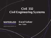 Excel Solver Tutorial CivE 332 Civil Engineering Systems Excel Solver