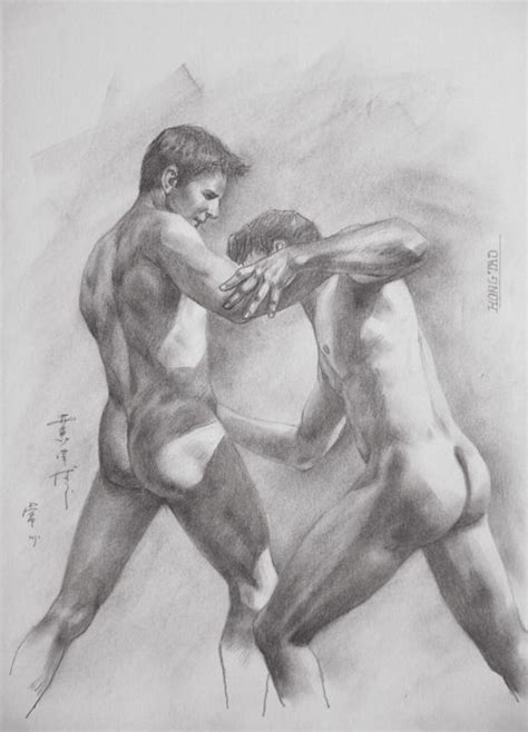 Original Drawing Sketch Artwork Male Nude Gay Interest Man On Paper By