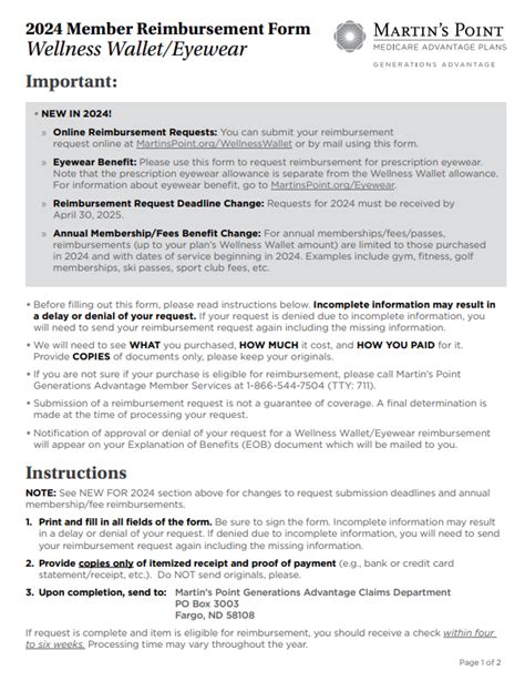 Martin S Point Wellness Wallet Reimbursement Form Pdf