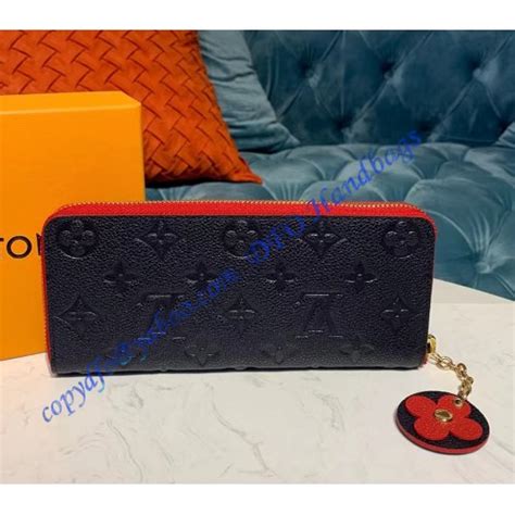 Louis Vuitton Monogram Empreinte Leather Emilie Wallet Marine Rouge