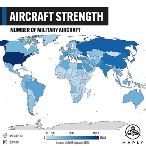 Map of number of military aircraft. by maply ... - Maps on the Web