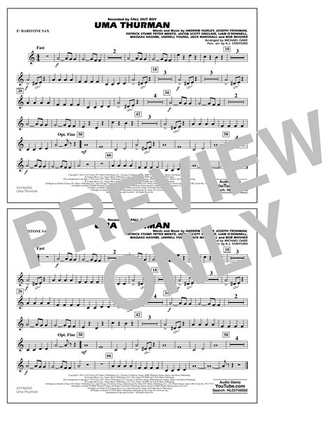 Uma Thurman Eb Baritone Sax By Michael Oare Sheet Music For Marching