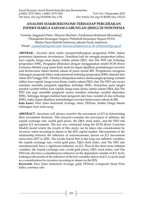 Pdf Analisis Makroekonomi Terhadap Pergerakan Indeks Harga Saham