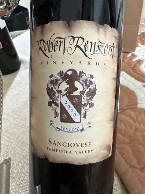 2020 Robert Renzoni Sangiovese USA California South Coast Temecula