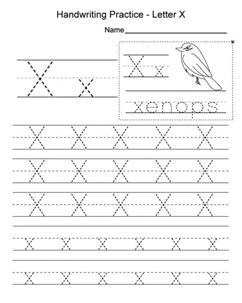 Printable Letter X Tracing Handwriting Practice Free Download And