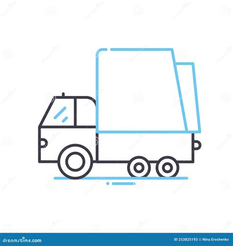 Garbage Truck Line Icon Outline Symbol Vector Illustration Concept