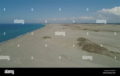 Aerial View Of Beautiful Lonely Beach And Paoay Sand Dune Philippines