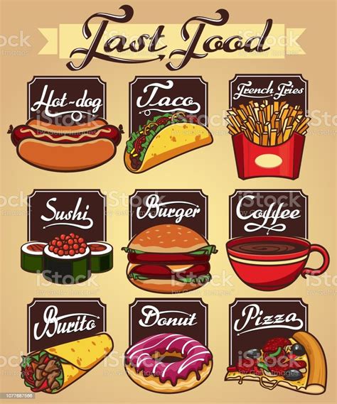 Fast Food Stock Illustration Download Image Now Burger Pizza