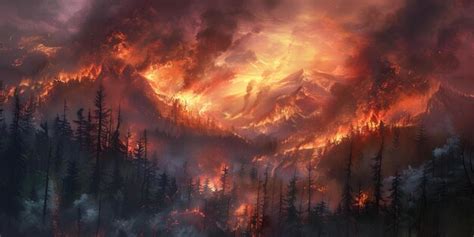 Premium Photo A Raging Wildfire Consumes A Forest Illustrating