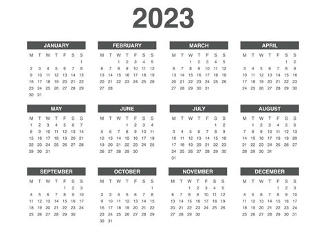 Calendário Completo 2023 Em Um Design 13338080 Vetor No Vecteezy