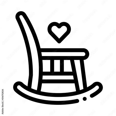 Rocking Chair Icon Vector Outline Rocking Chair Sign Isolated Contour