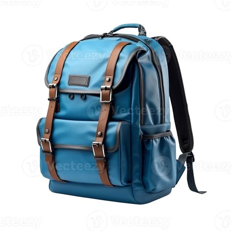 Ai Generated Blue Backpack Isolated On Transparent Background 41642590 Png