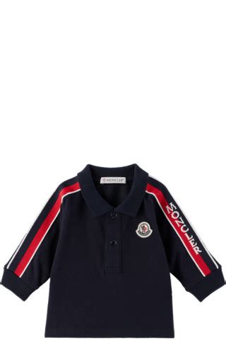 Baby Navy Tricolor Long Sleeve Polo By Moncler Enfant Ssense