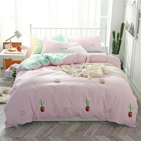 2018 Bonsai Light Pink Duvet Cover Set Cotton Bedding Sets Twin Queen