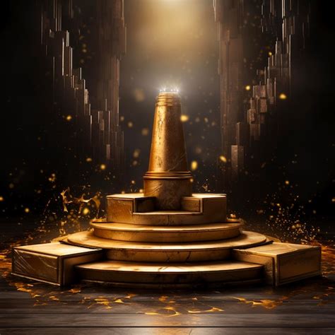 Premium Photo Gold Podium On Dark Background