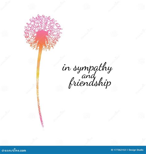 Sympathy Card With A Single Flower Dandelion Silhouette Drawing With