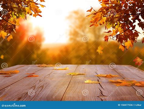 Autumn Leaves on Wooden Table.Falling Leaves Natural Background Stock Photo - Image of concept ...