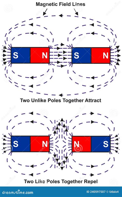 Magnetic Field Lines With Unlike And Like Poles Infographic Diagram