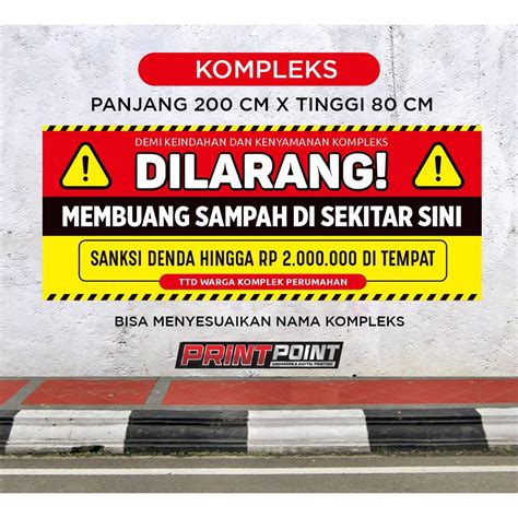 Jual Spanduk Dilarang Buang Sampah Sembarangan Banner Cctv Untuk