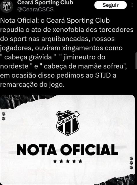 Sm Cear Sporting Club Nota Oficial O Cear Sporting Club Repudia O