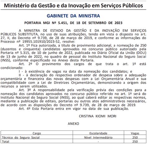 Concurso Inss Mais Convoca Es S O Autorizadas