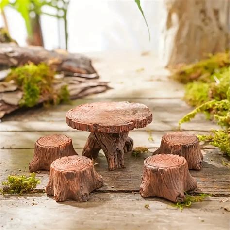 Set Pcs Mini Tree Stumps Garden Art Accessories Resin Ornament