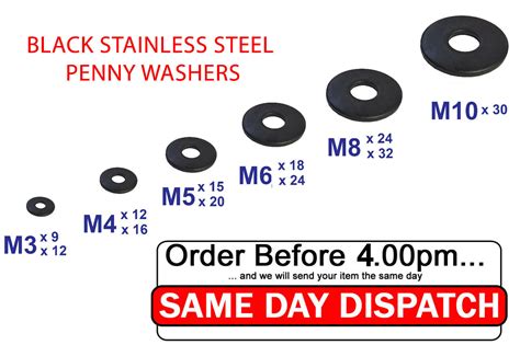 Black Penny Washers Stainless Steel Mudguard Repair M M M M M M