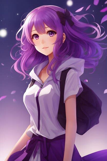 Premium Ai Image Purple Anime Girl Purple Hair Anime Girl Anime