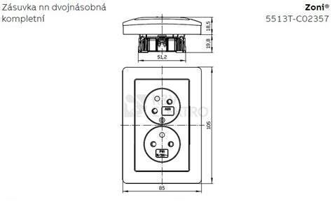 ABB Zoni dvojzásuvka šedá bílá 5513T C02357 141 s clonkami K V