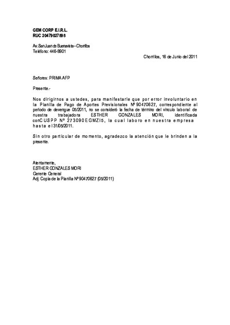 Doc Modelo De Carta Para Afp Desafiliacion