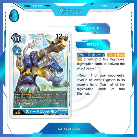 Bt Zeedgarurumon Rare Digimon Card Single Chrono Tcg