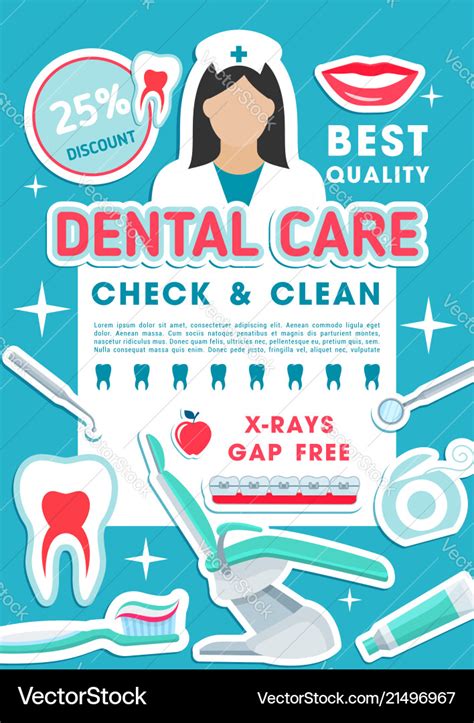 Dental Clinic Discount Offer Promotion Poster Vector Image