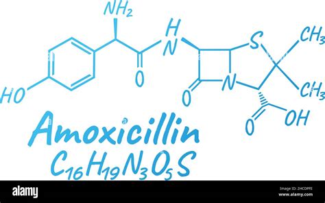 Amoxicillin Antibiotic Chemical Formula And Composition Concept