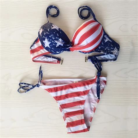 American Independence Day Print Swimwear 2022 Stylish Bikinis Set The