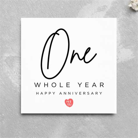 Anniversary Card One Whole Year Etsy