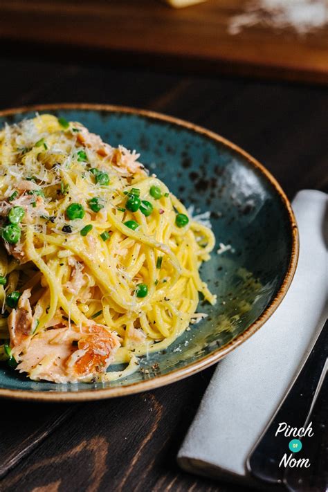 Smoked Salmon Spaghetti Carbonara Pinch Of Nom Slimming Recipes