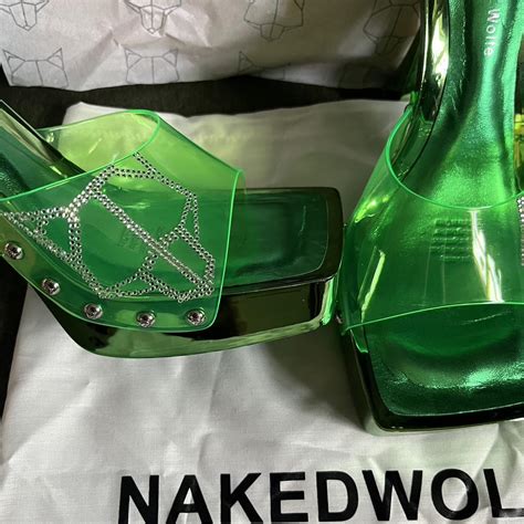 Naked Wolfe Women S Green Mules Depop