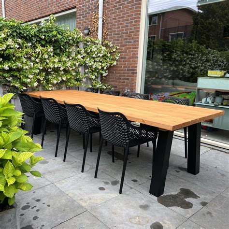 Tuintafel Stel Zelf Samen Douglas Hout Stalen Poten BuitenDuurzaam