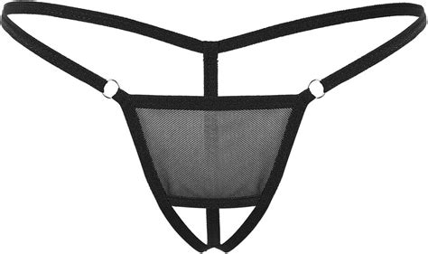 Amazon Yoojia Men S Sheer Mesh Low Rise Mini T Back Thongs Crotchless Bikini Briefs