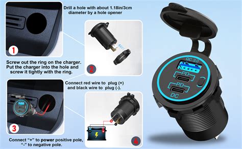 Amazon USB C Car Charger Socket 58W Lengthened RV USB Outlet 12V