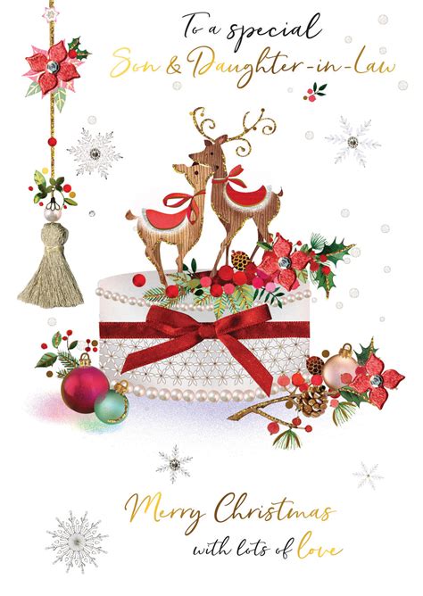 Son And Daughter In Law Embellished Magnifique Christmas Card Cards