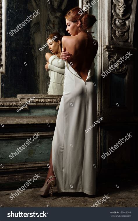 Portrait Beautiful Woman White Dress Naked Stock Photo Shutterstock