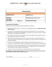 Part A Bsbdiv Work Effectively Assessment Docx Bsbdiv Work